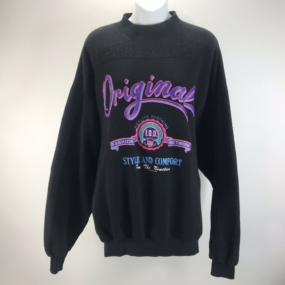 Vtg 9s Iou Black Pullover Sweatshirt 